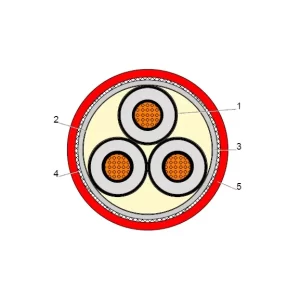 كابل XLPE نحاس مسلح STA من بحرة - 3 خطوط - مقاس 50 مم - جهد متوسط 15KV