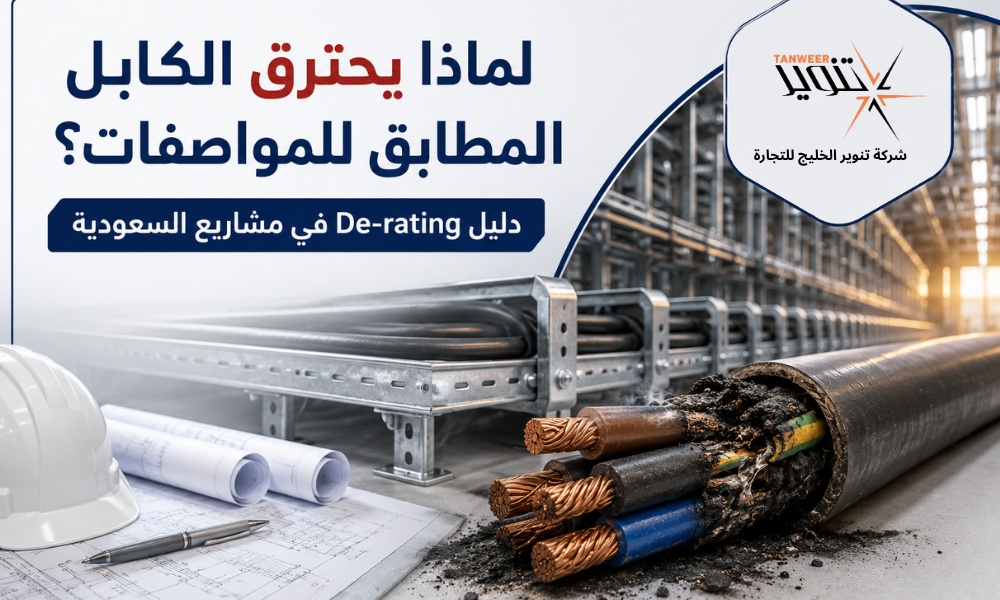 حساب الـ De-rating Factor الصحيح للكابلات الكهربائية لتجنب انهيار العزل في مشاريع السعودية - تنوير الخليج